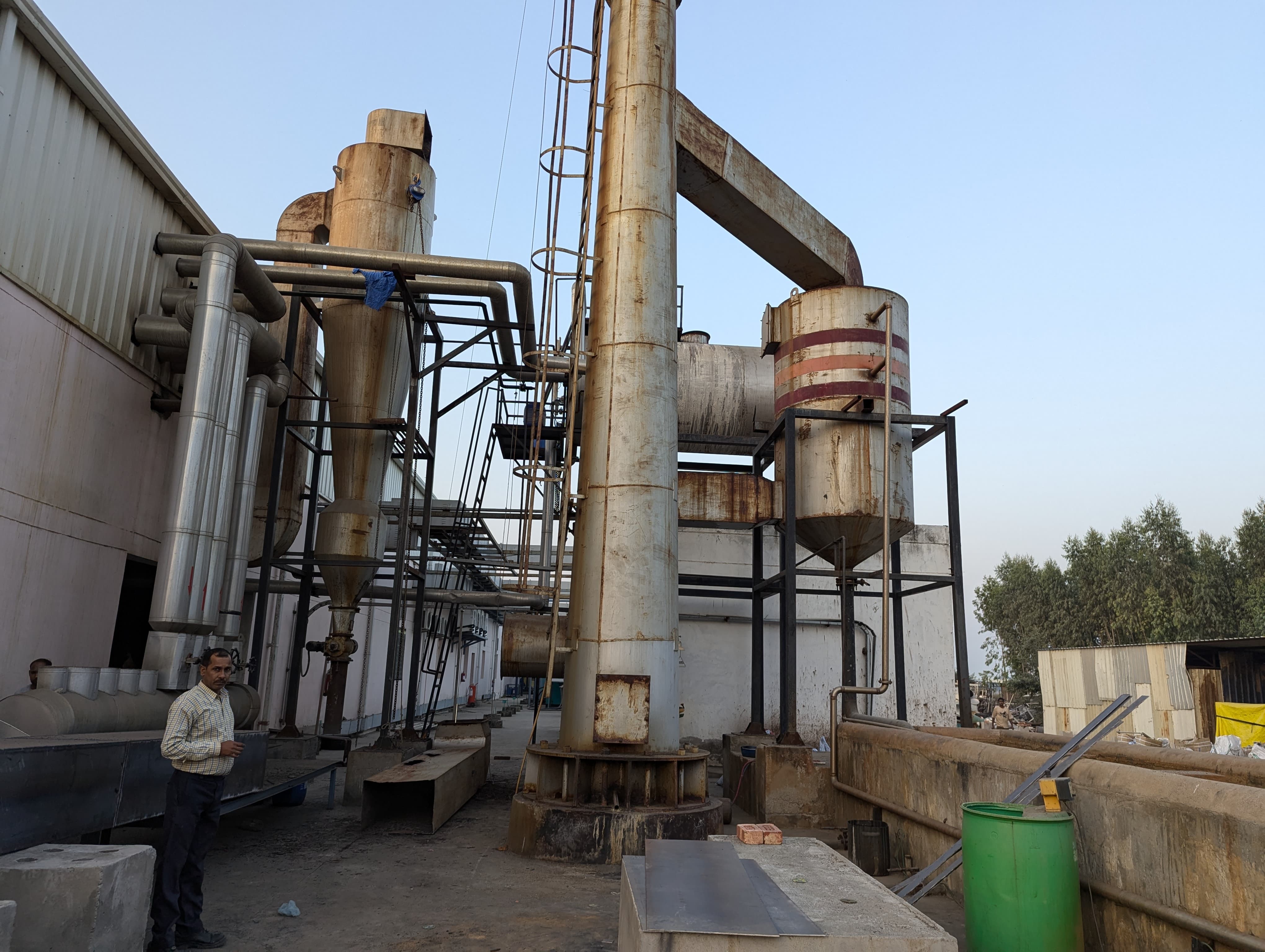 Industrial boiler plant and chimney setup